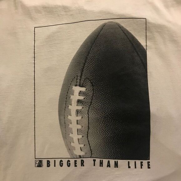 Football "Bigger Than Life" T-Shirt Mens 2XL White Short Sleeve Fabric‎ Art Tee - Picture 5 of 8